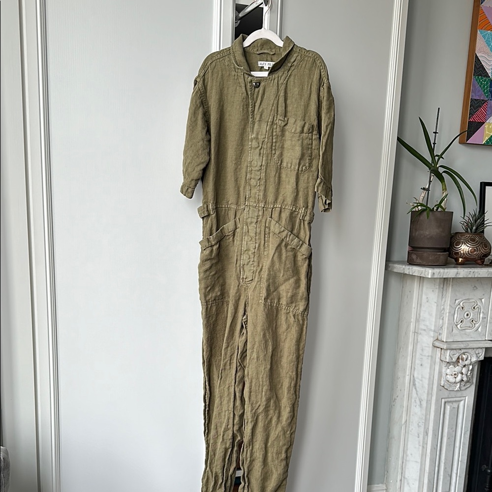 Alex Mill Olive Green Linen Jumpsuit